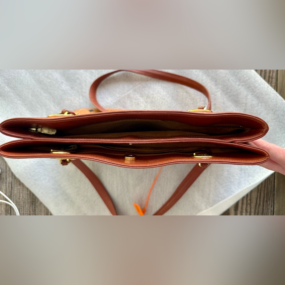 MCM Vicetos Cognac Chain Shoulder Tote Bag - Picture 9 of 16